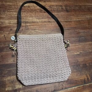 The Sak‎ Crochet Hobo Bag Tote Pink With Beads Bohemian